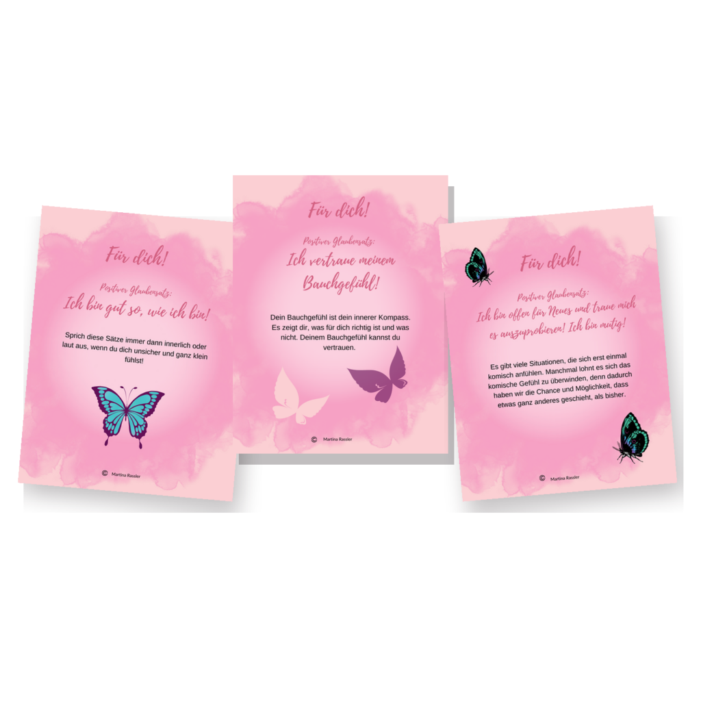 Affirmationskärtchen zu Sophie und ihrem Schmetterling Lilly